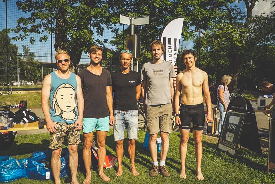 Långholmen Swimrun 2017. Herrarnas prispall.