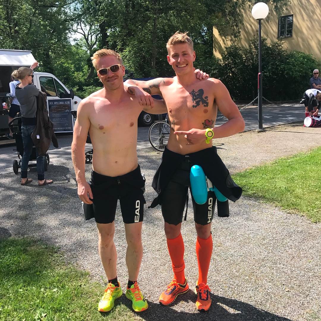 Långholmen Swimrun 2017. Andreas Ribbefjord och Karl Lundin.