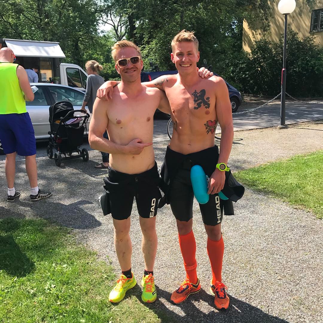 Långholmen Swimrun 2017. Andreas Ribbefjord och Karl Lundin.