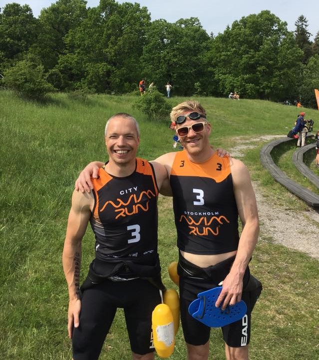 Tomas Granberg och Andreas Ribbefjord på Stockholm Swimrun 2017.